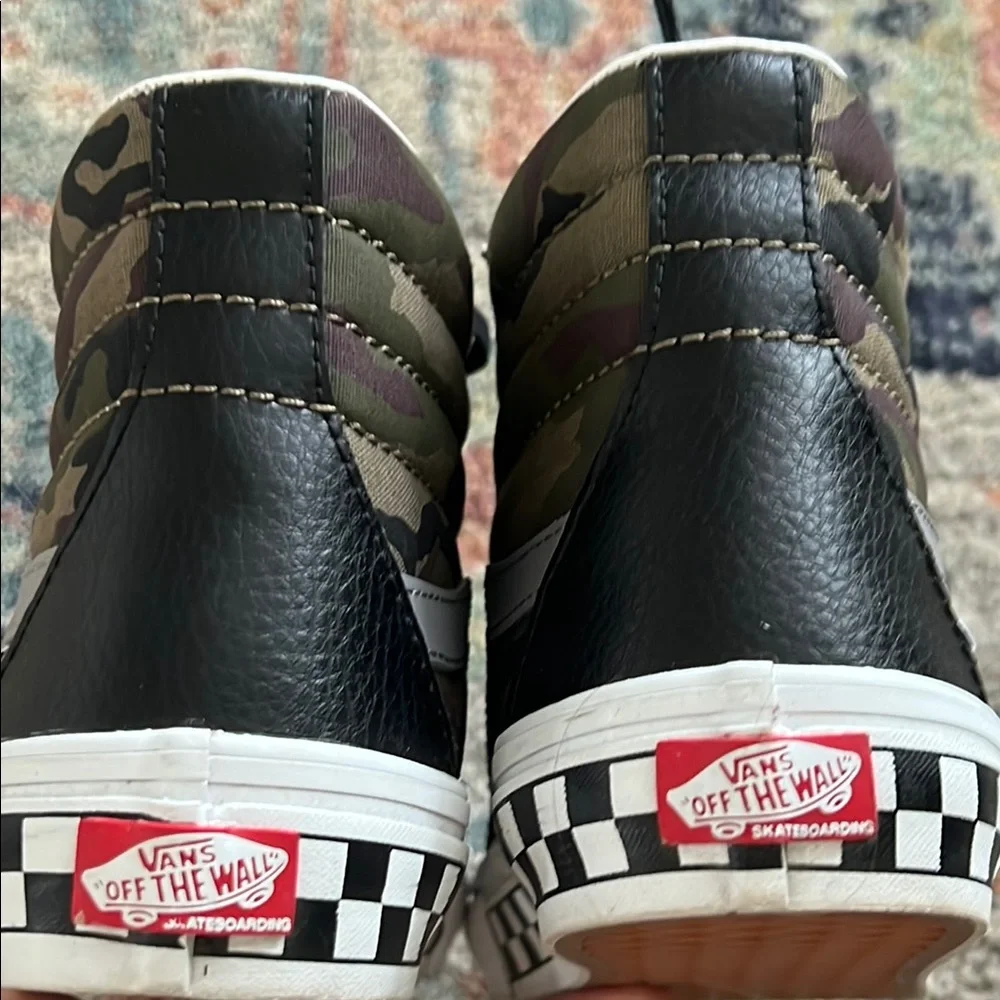 🖤NEW CUSTOM—Vans Sk-8 Camo/Leather Hi-Top Sneakers Checkered Detail—(Size 7)🖤 - Picture 8 of 9